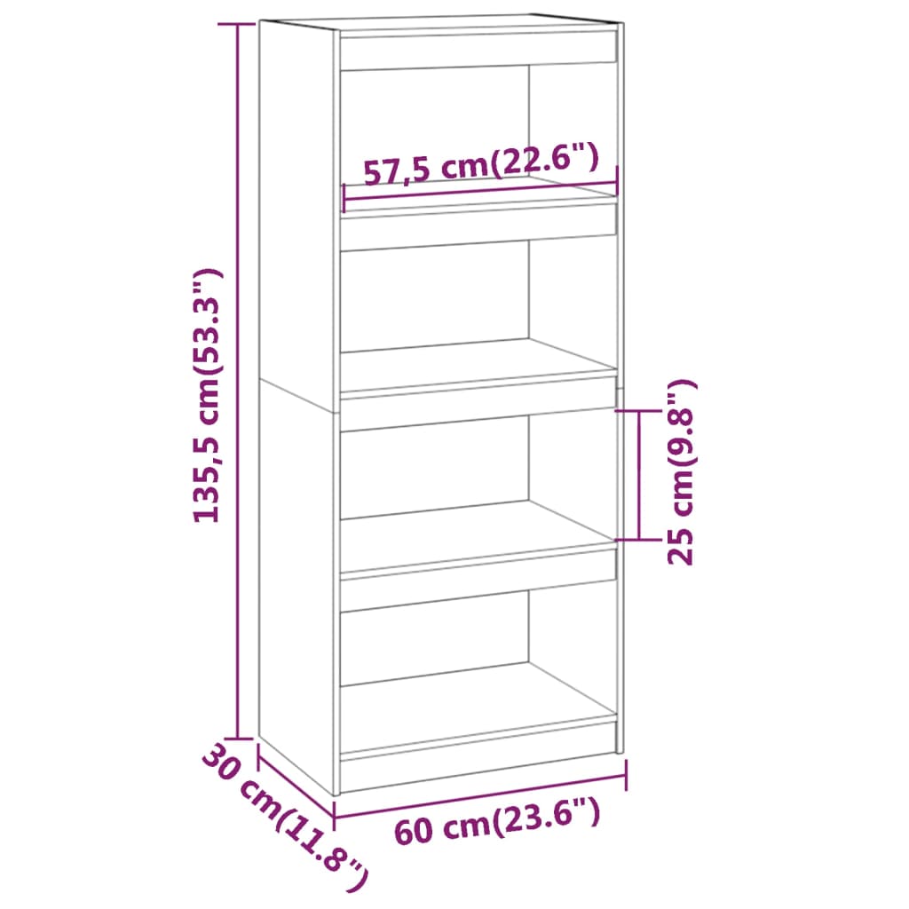 vidaXL Libreria/Divisorio Ambra 60x30x135,5cm Legno Massello di Pino