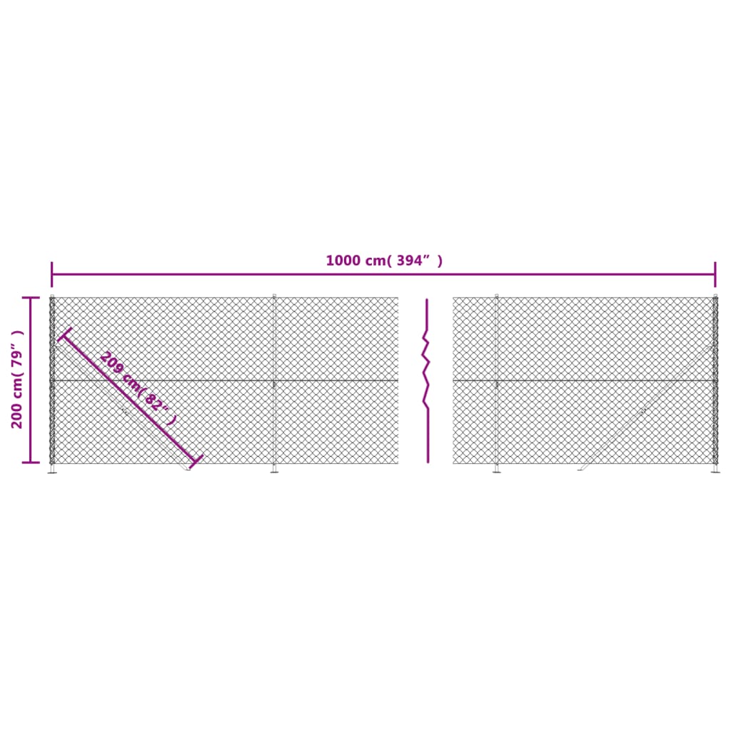 vidaXL Recinzione a Rete con Flangia Verde 2x10 m