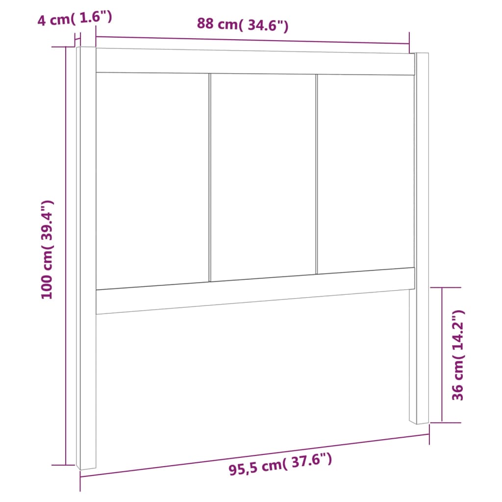 vidaXL Testiera per Letto Grigia 95,5x4x100 cm Legno Massello di Pino