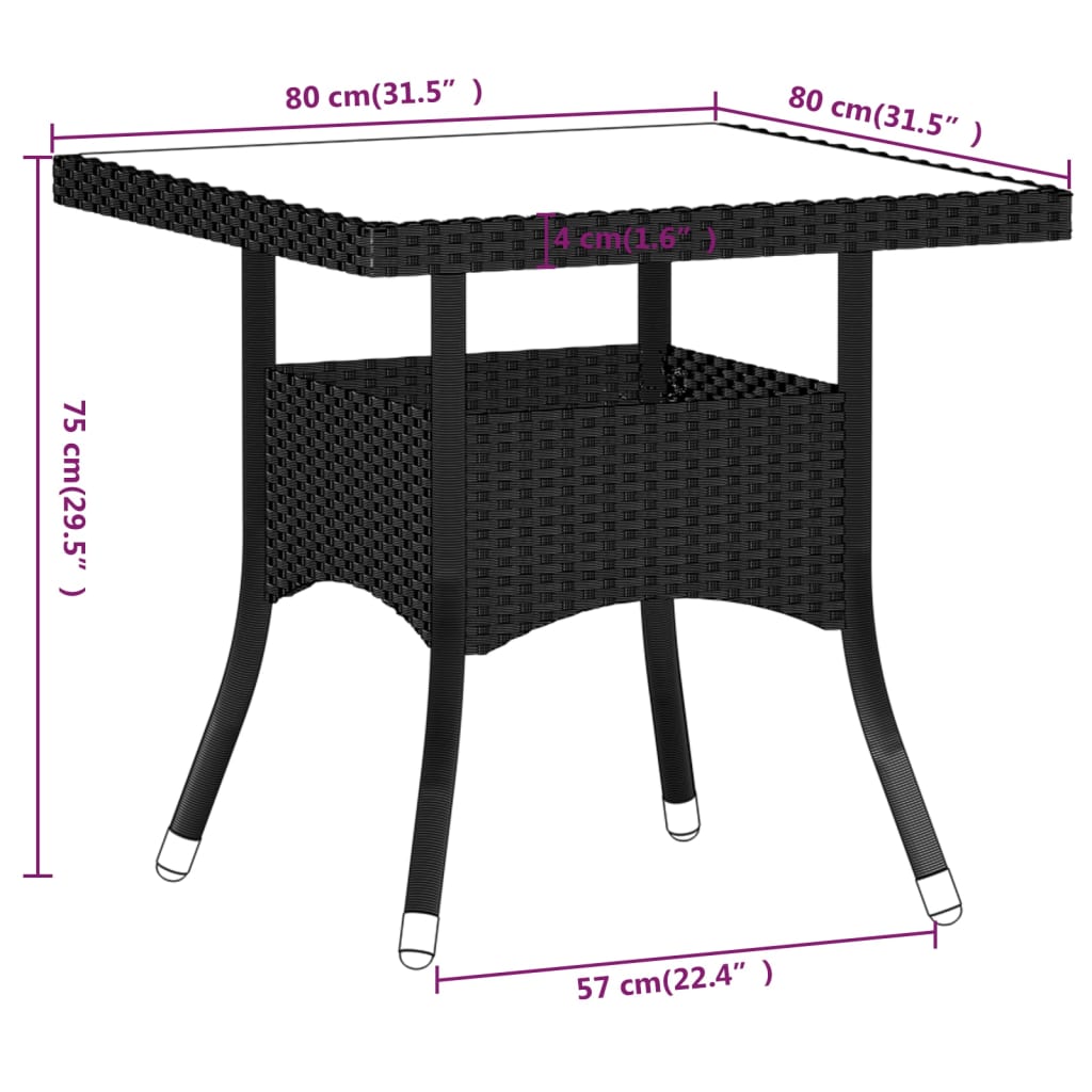 vidaXL Set Mobili da Pranzo per Giardino 5 pz Polyrattan e Acacia Nero