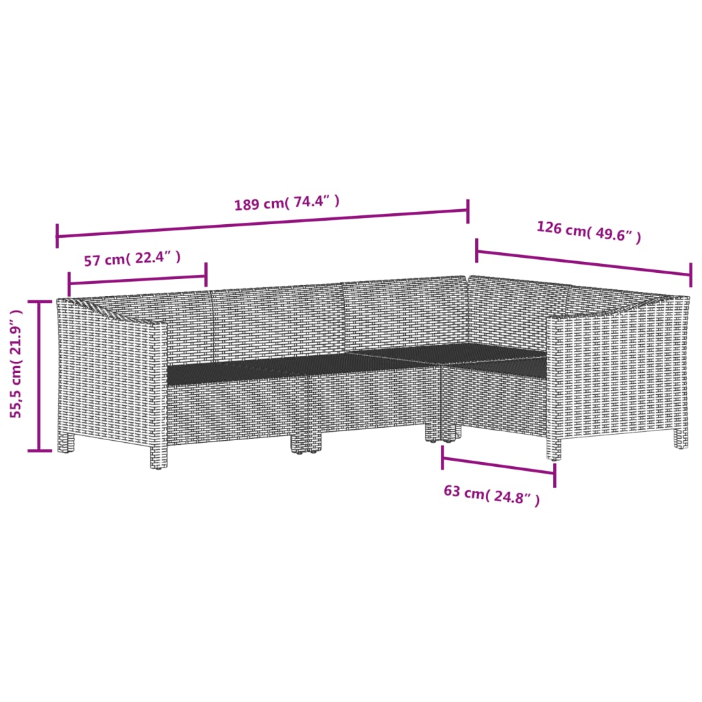 vidaXL Set Divani da Giardino 7 pz con Cuscini in Polyrattan Grigio