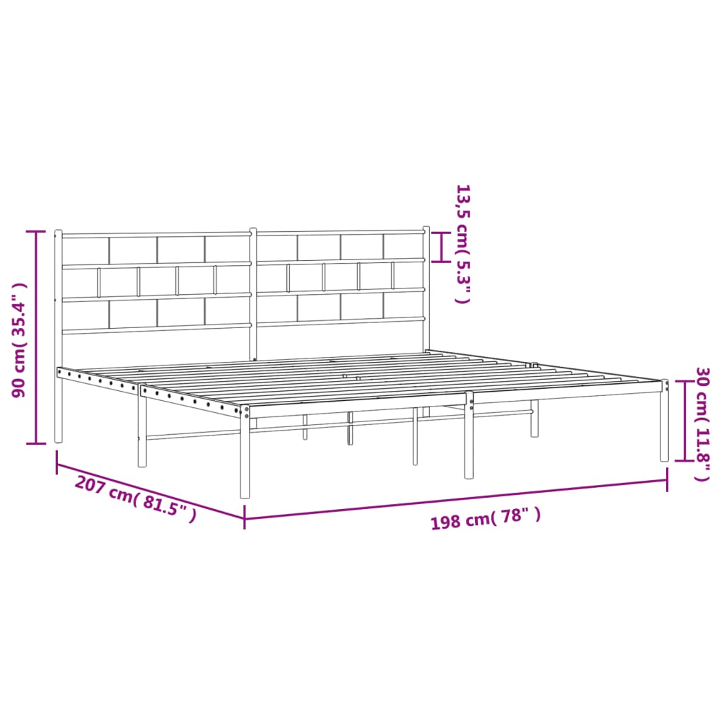 vidaXL Giroletto con Testiera Metallo Bianco 193x203 cm