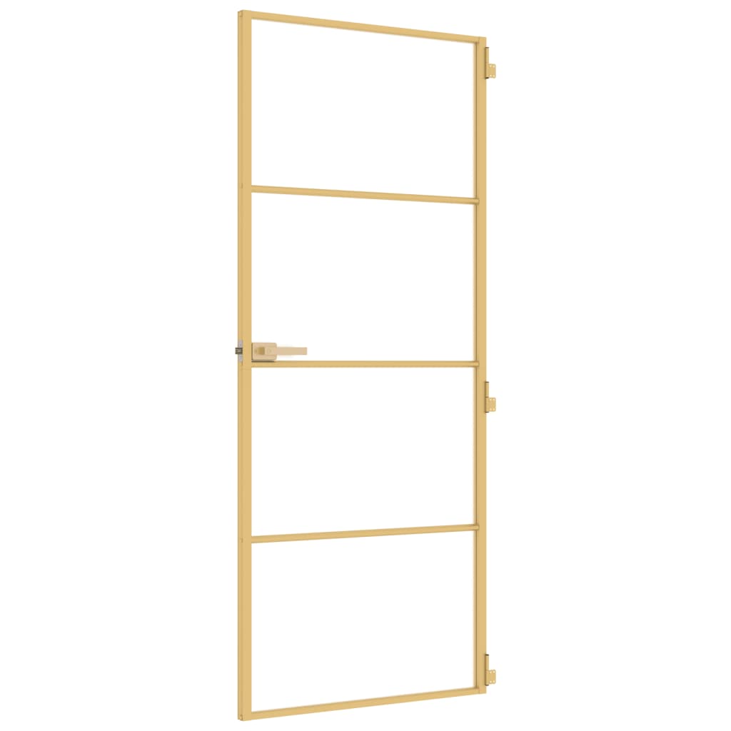 vidaXL Porta Interni Sottile Oro 83x201,5cm Vetro Temperato Alluminio