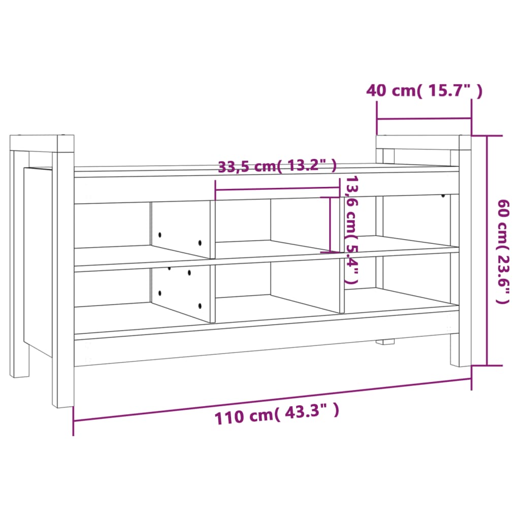 vidaXL Panca da Ingresso Grigia 110x40x60 cm in Legno Massello di Pino