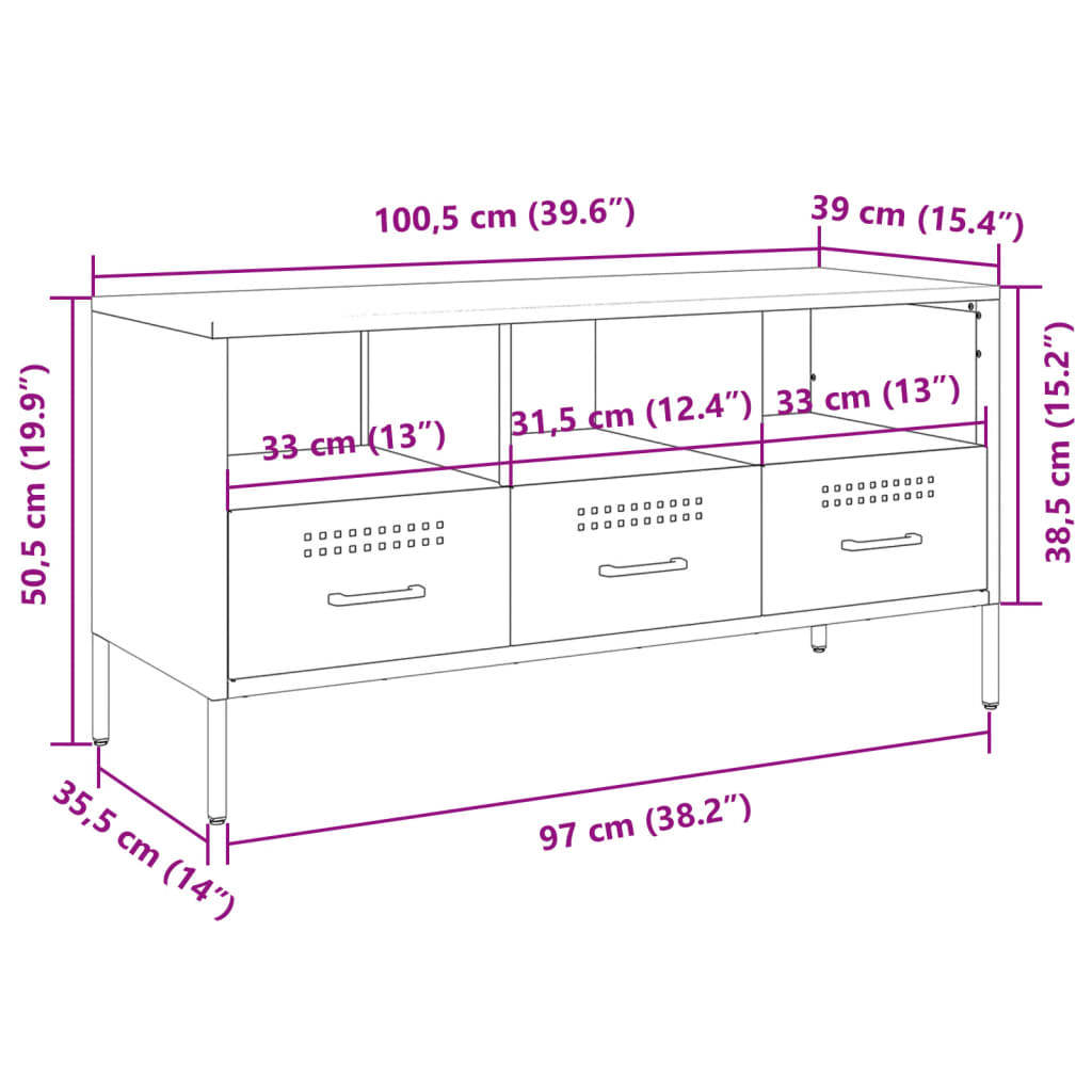 vidaXL Mobile TV Giallo Senape 100,5x39x50,5 cm in Acciaio