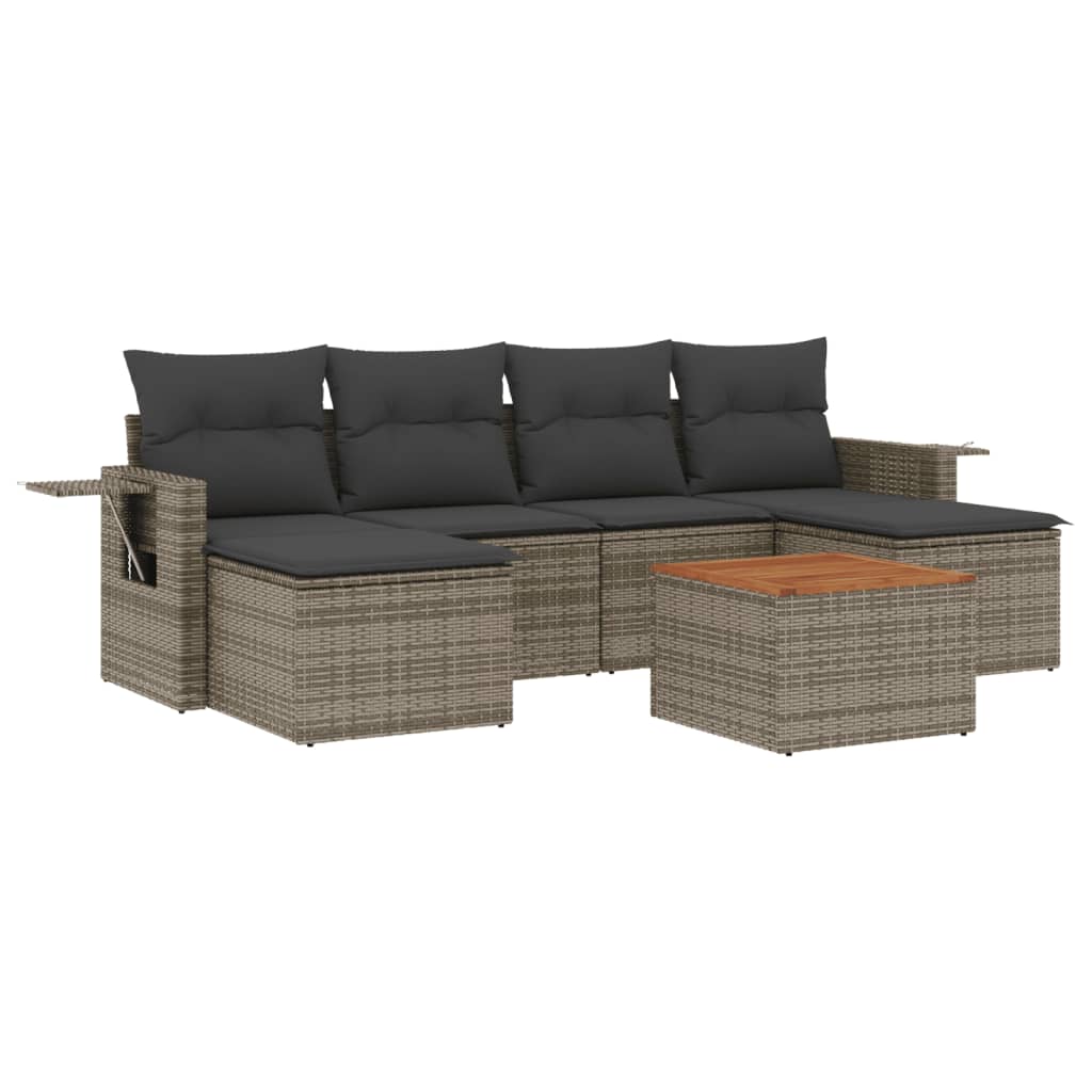 vidaXL Set Divani da Giardino 7 pz con Cuscini Grigio in Polyrattan