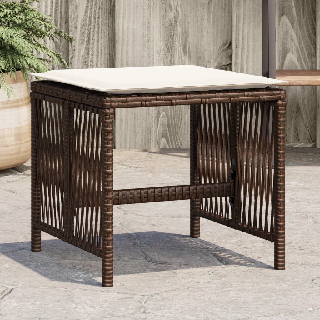 vidaXL Sgabelli Giardino con Cuscini 4pz Marroni 41x41x36cm Polyrattan