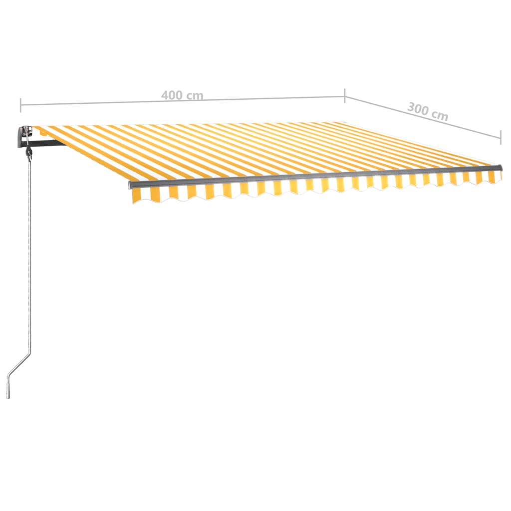 vidaXL Tenda Retrattile Manuale con Palo 400x300 cm Giallo/Bianco