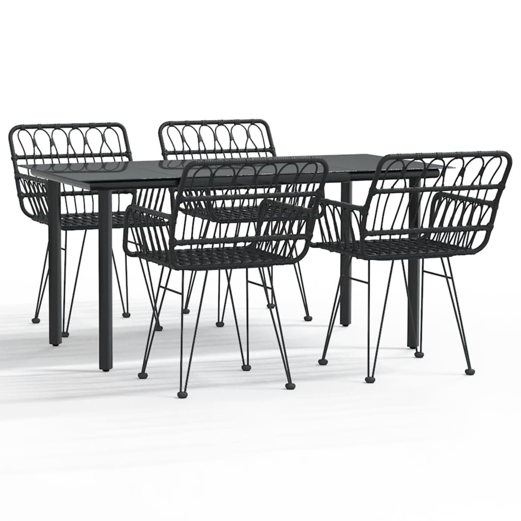 vidaXL Set da Pranzo da Giardino 5 pz Nero in Polyrattan