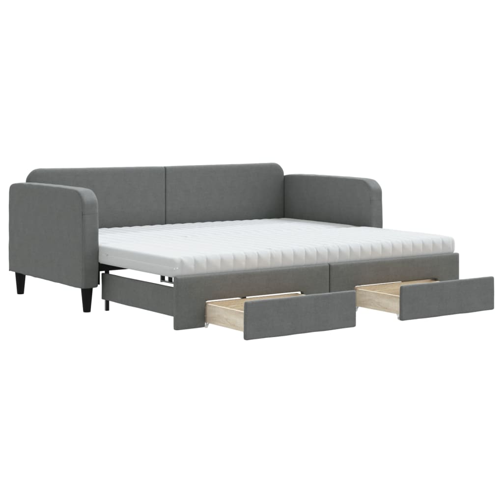 vidaXL Divano Letto Estraibile Cassetti Grigio Scuro 90x200cm Tessuto