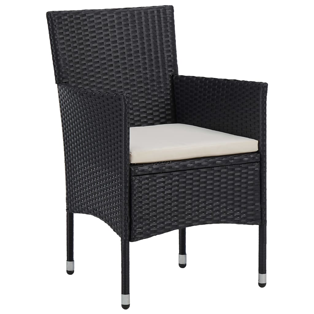 vidaXL Set da Pranzo per Giardino 3 pz in Polyrattan Nero