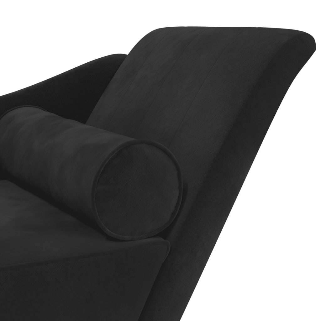 vidaXL Chaise Lounge con Cuscini Nero in Velluto