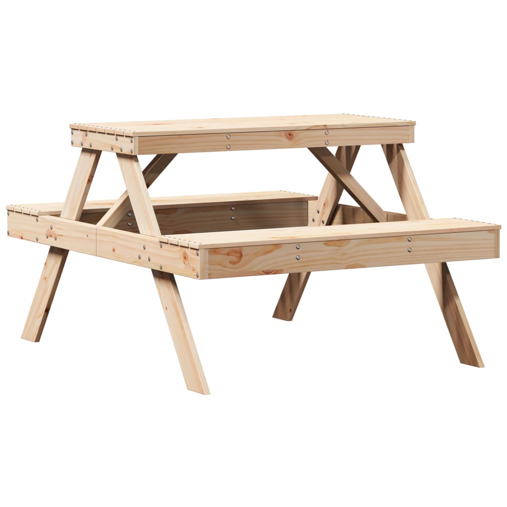 vidaXL Tavolo da Picnic 105x134x75 cm in Legno Massello di Pino