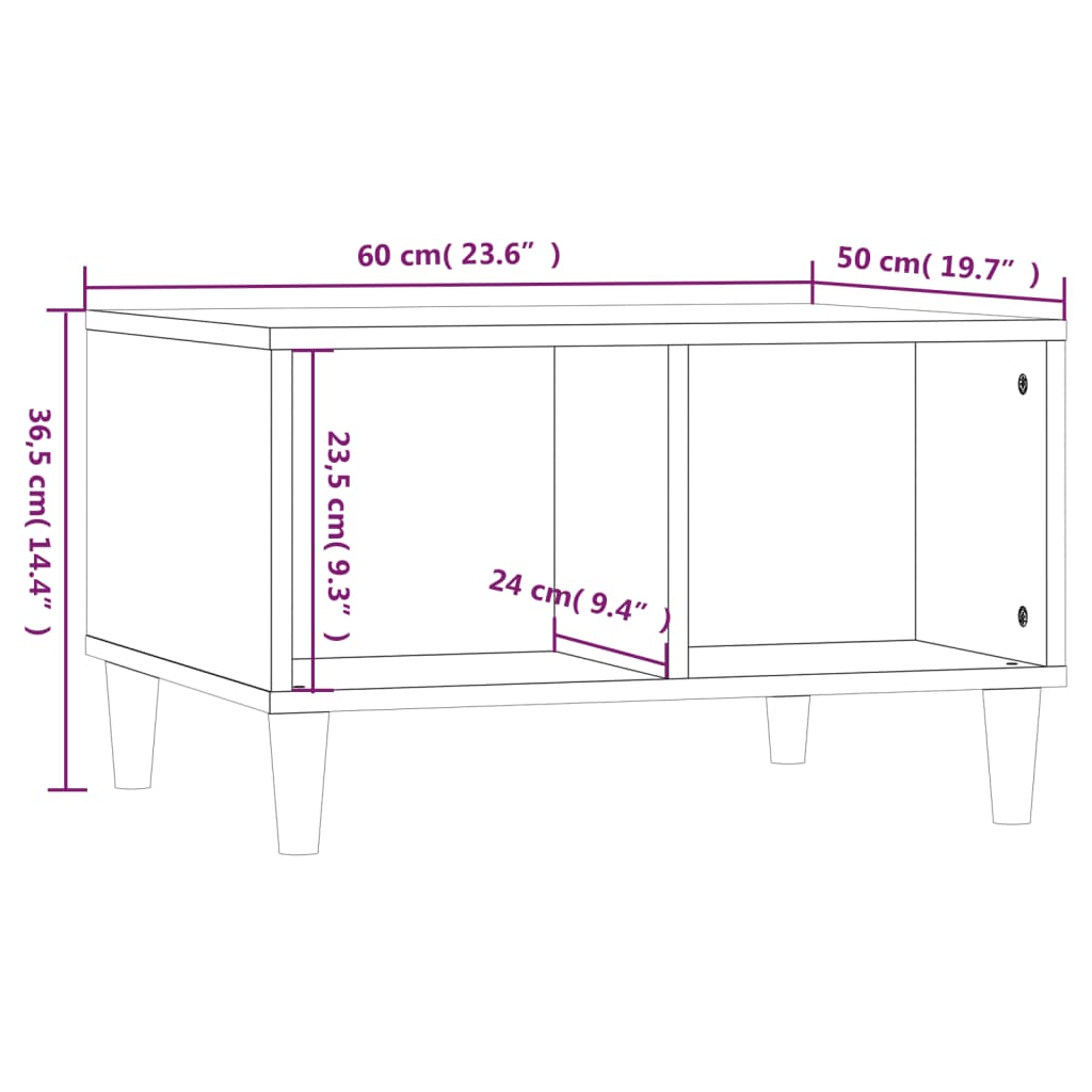 vidaXL Tavolino da Salotto Rovere Marrone 60x50x36,5 cm in Multistrato