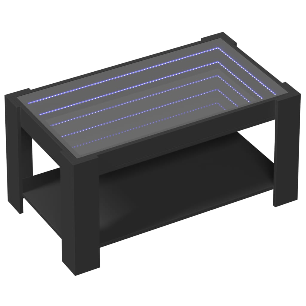 vidaXL Tavolino Salotto con LED Nero 93x53x45 cm Legno Multistrato