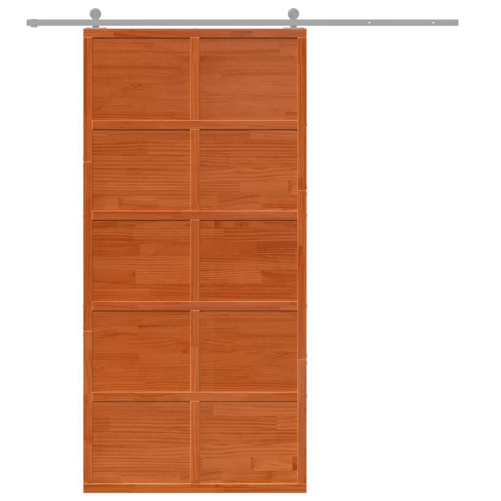 vidaXL Porta del Granaio Marrone 100x208 cm in Legno Massello di Pino