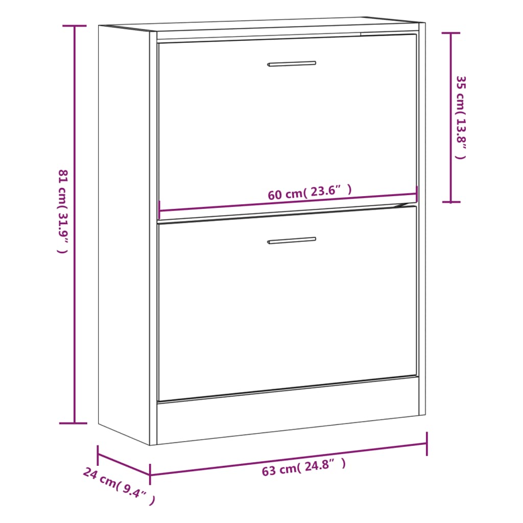 vidaXL Scarpiera Grigio Cemento 63x24x81 cm in Legno Multistrato