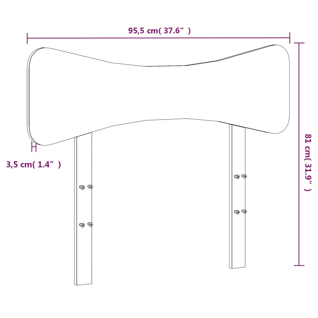 vidaXL Testiera Bianca 90 cm in Legno Massello di Pino