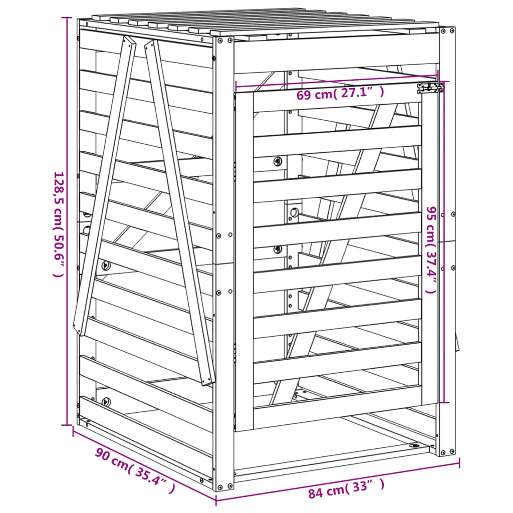 vidaXL Copribidone Bianco 84x90x128,5 cm in Legno Massello di Pino