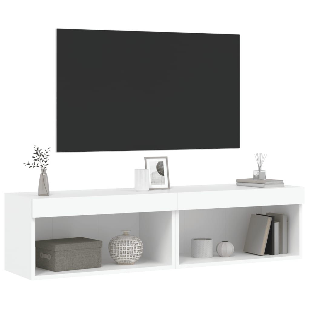 vidaXL Mobili TV con Luci LED 2pz Bianchi 60x30x30 cm