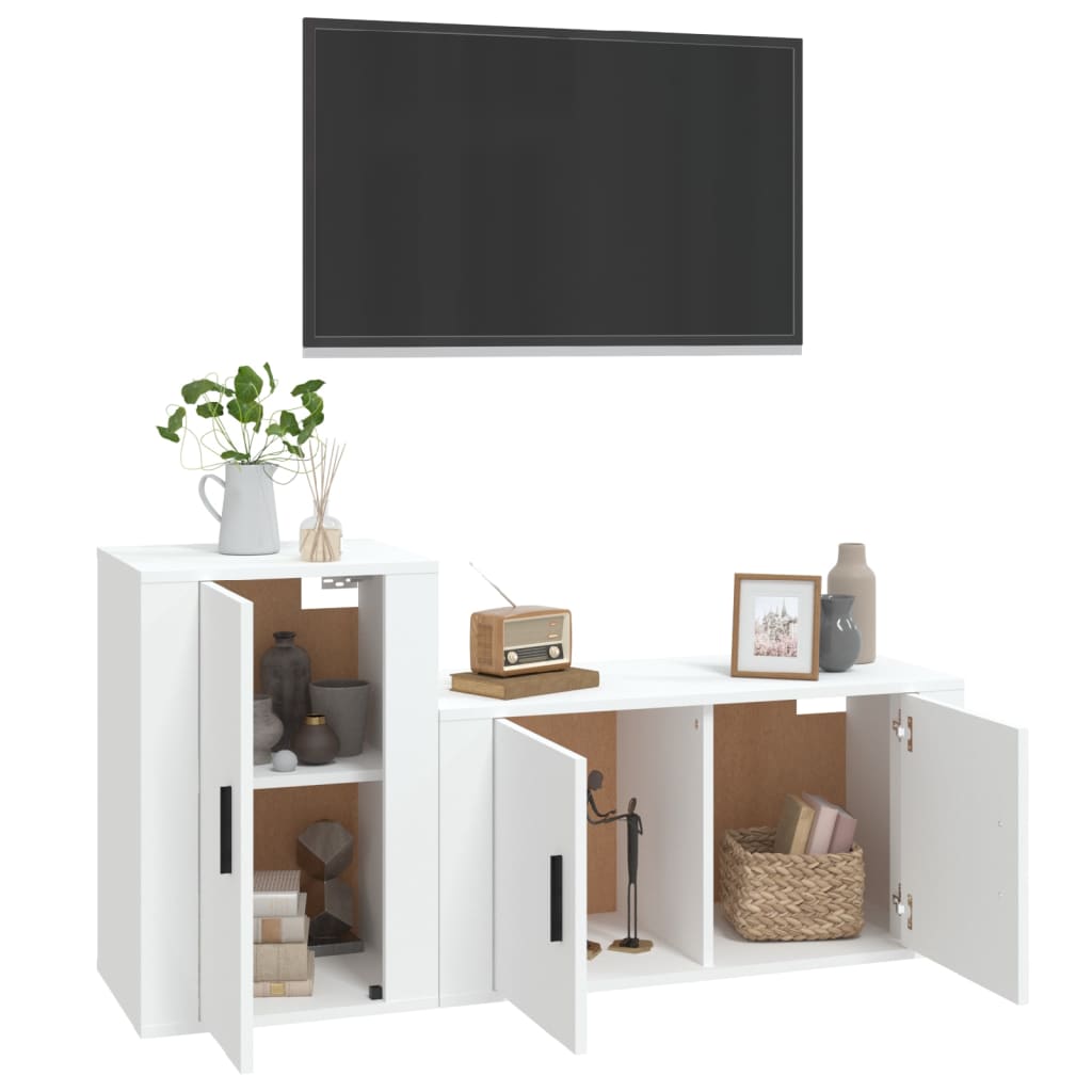 vidaXL Set di Mobili Porta TV 2 pz Bianco in Legno Multistrato