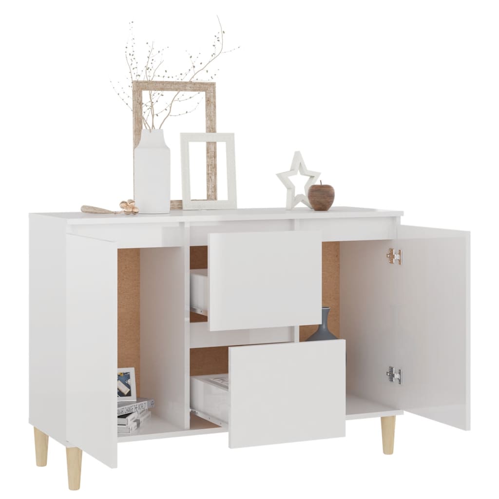 vidaXL Credenza Bianco Lucido 101x35x70 cm in Legno Multistrato