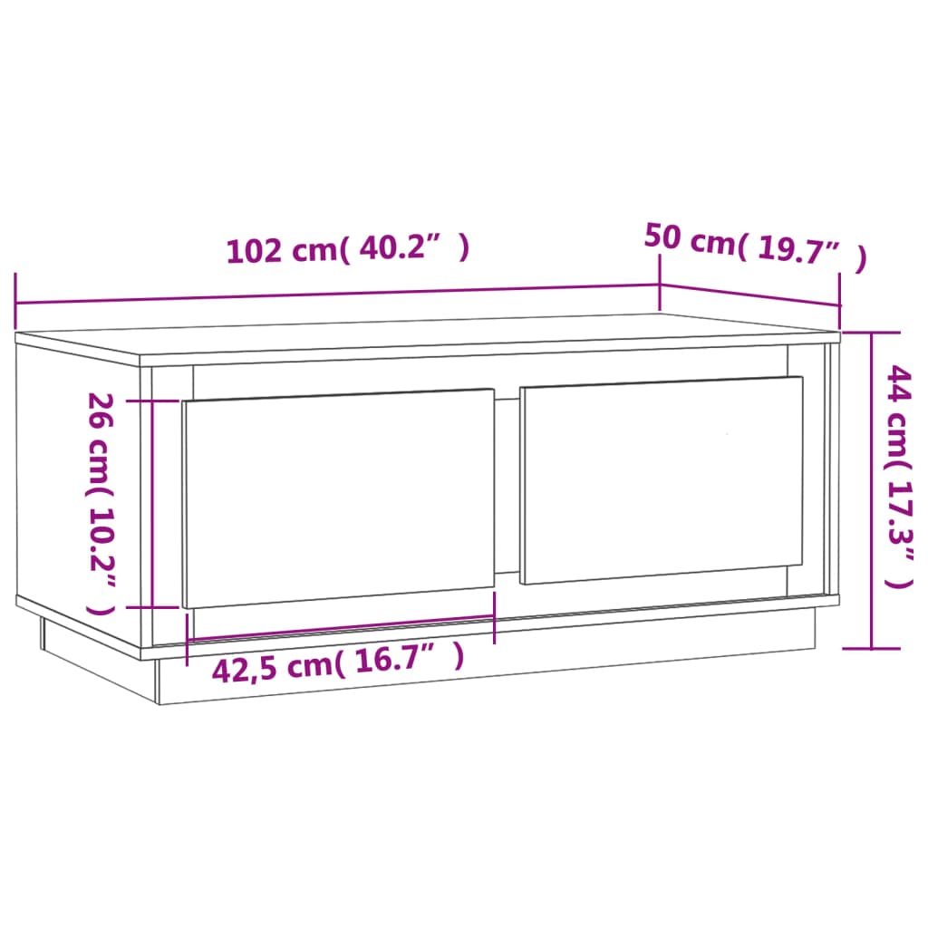 vidaXL Tavolino da Salotto Rovere Fumo 102x50x44 cm Legno Multistrato