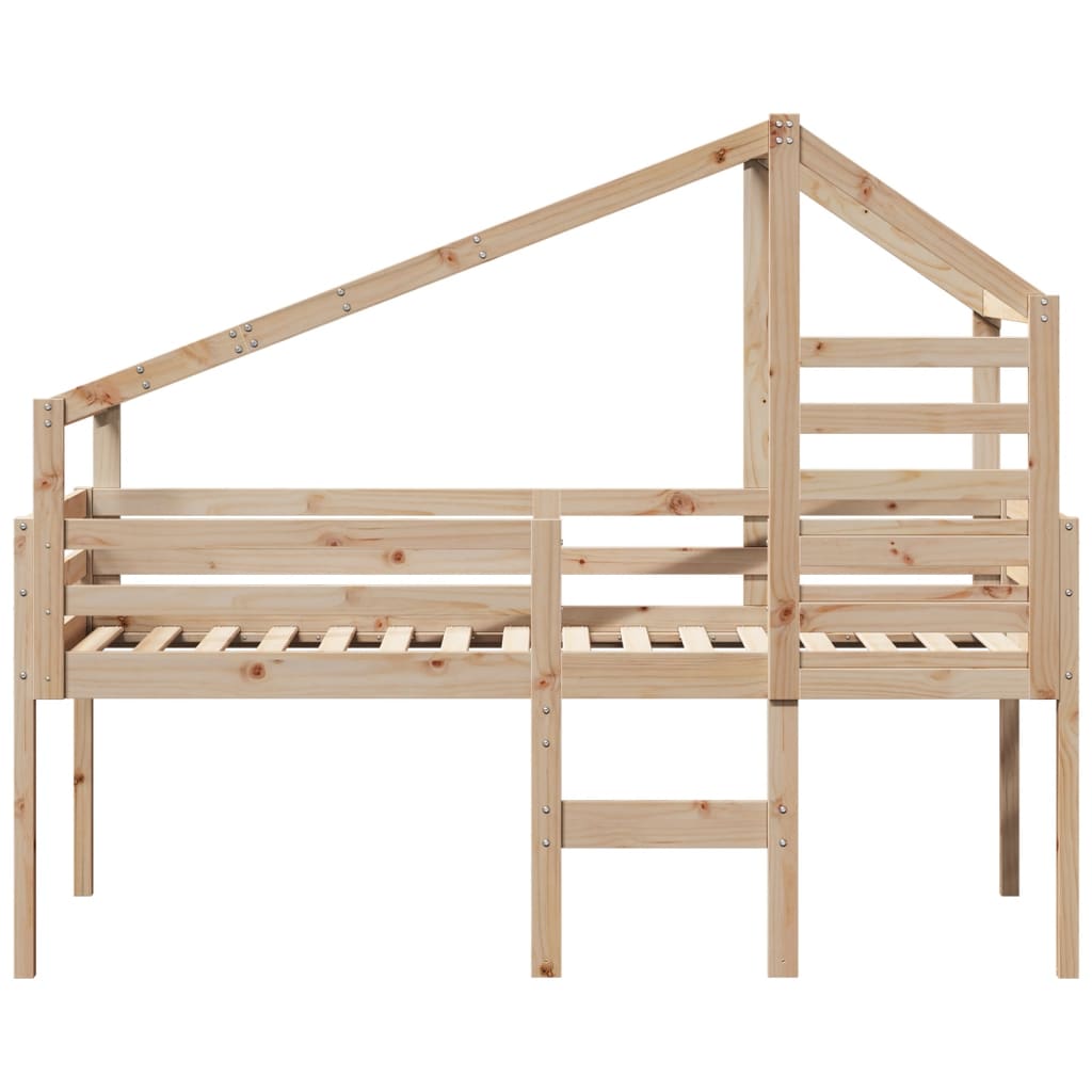 vidaXL Letto a Soppalco con Tetto 75x190 cm in Legno Massello di Pino