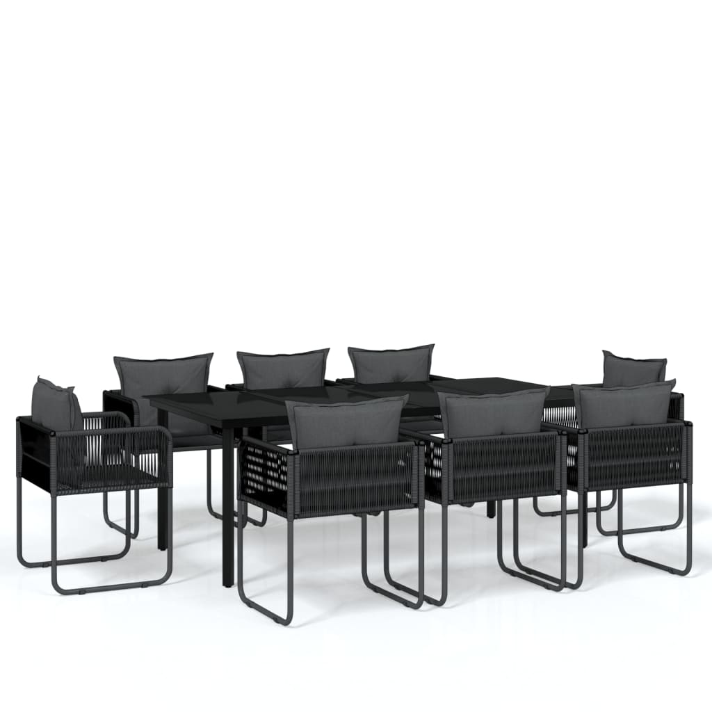 vidaXL Set da Pranzo da Giardino 9 pz Nero