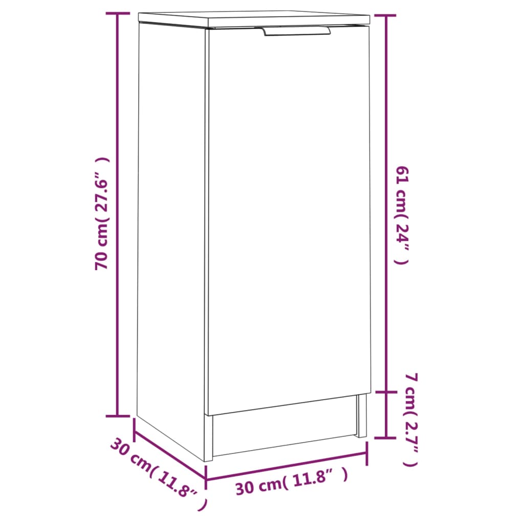 vidaXL Credenza Bianca 30x30x70 cm in Legno Multistrato