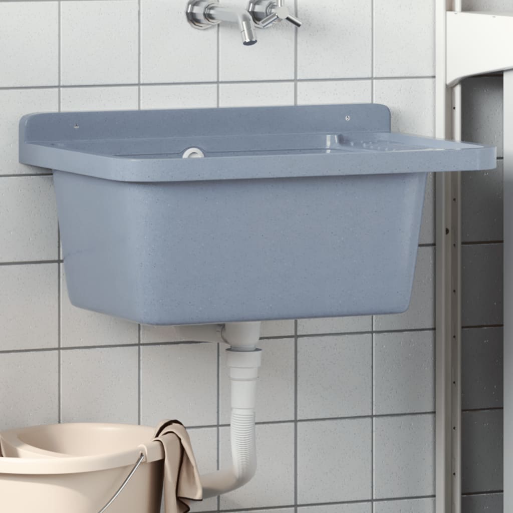 vidaXL Lavabo a Parete Grigio 60x40x28 cm in Resina