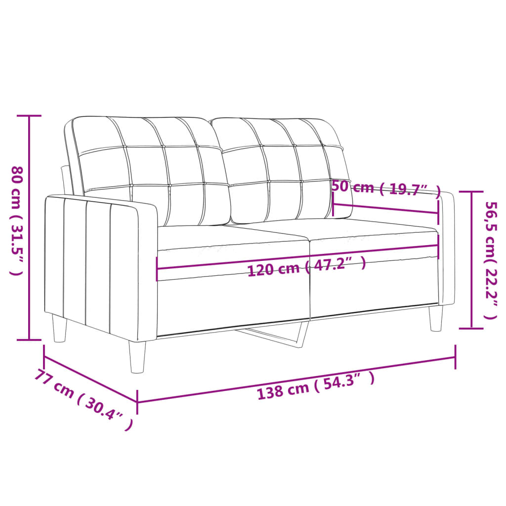 vidaXL Divano a 2 Posti B-Stock Crema 120 cm in Similpelle