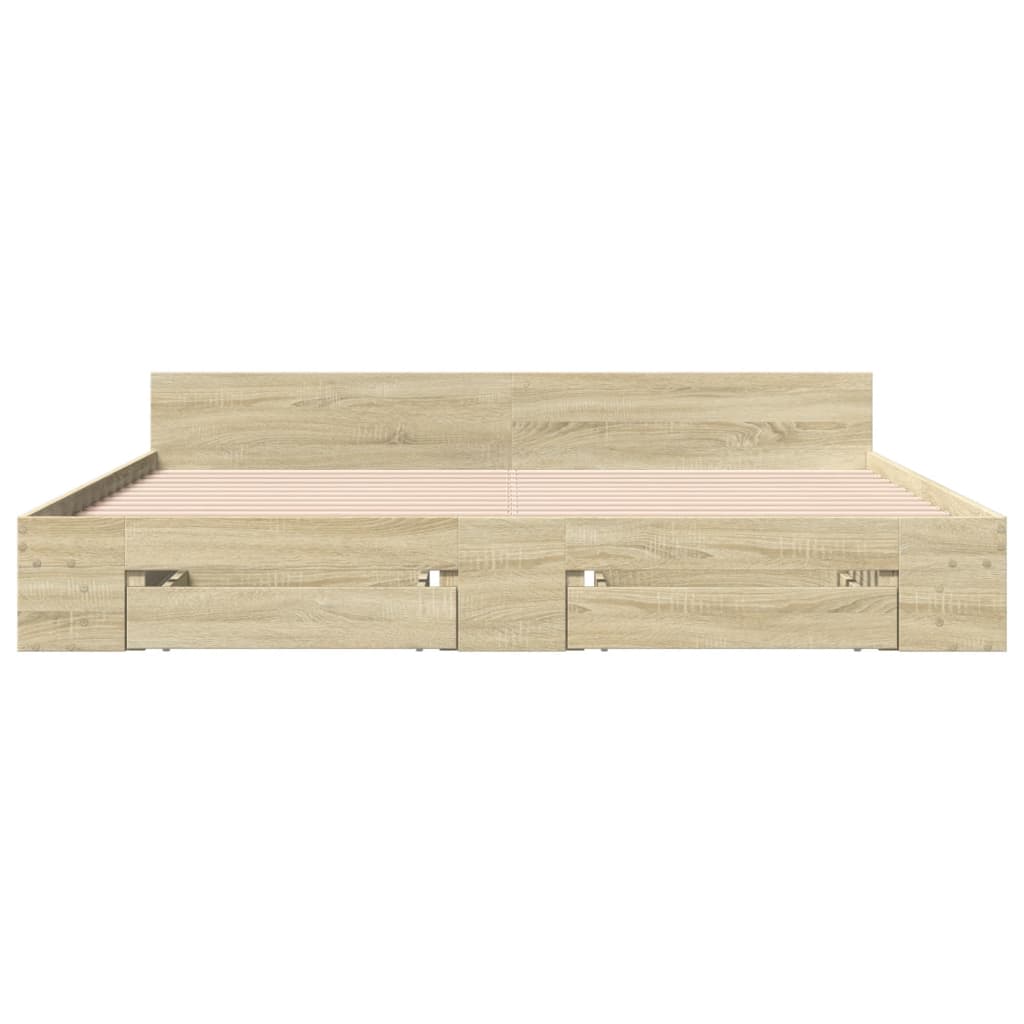 vidaXL Giroletto Cassetti Rovere Sonoma 200x200 cm Legno Multistrato