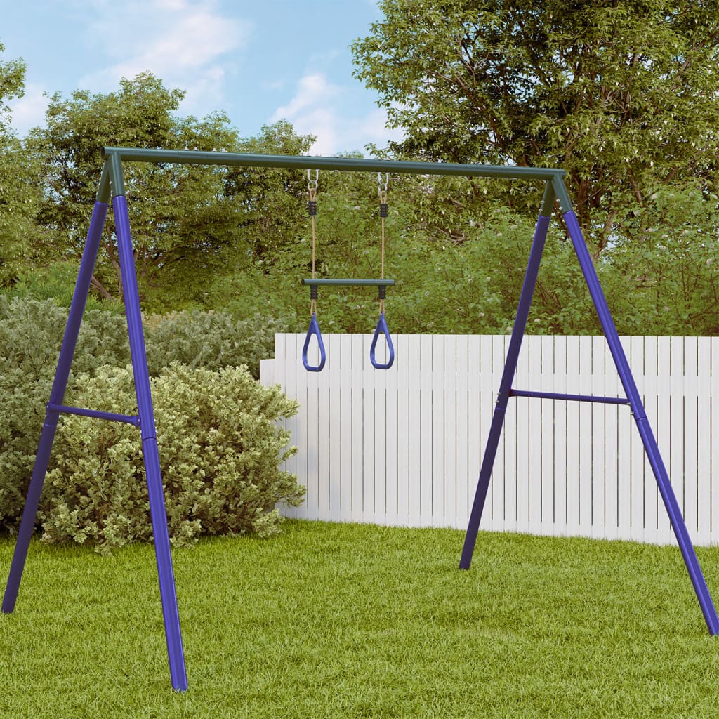 vidaXL Barra Trapezio con Anelli per Bambini Blu e Verde in Acciaio