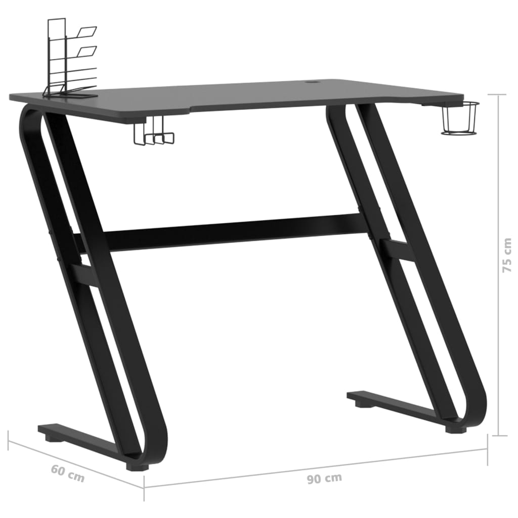 vidaXL Scrivania da Gaming con Gambe a ZZ Nera 90x60x75 cm