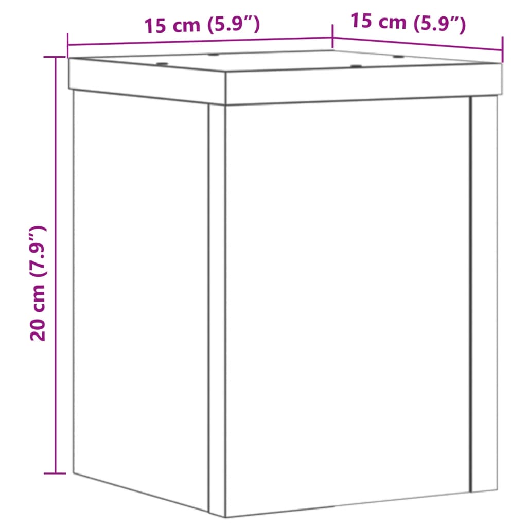 vidaXL Supporti per Piante 2 pz Neri 15x15x20 cm Legno Multistrato