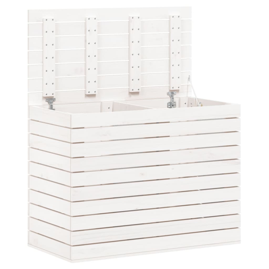 vidaXL Cesto per Bucato Bianco 88,5x44x66 cm Legno Massello Pino