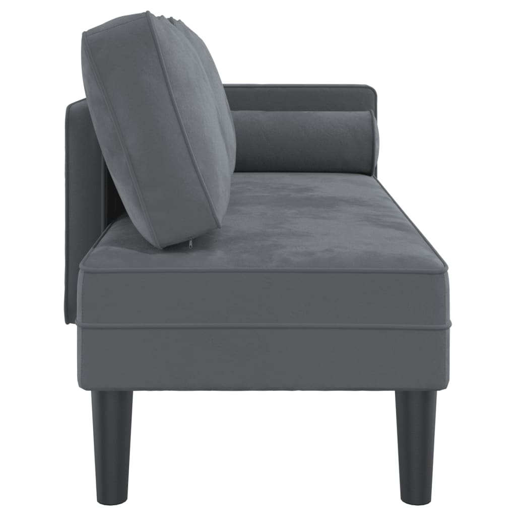 vidaXL Chaise Longue con Cuscini Grigio Scuro in Velluto