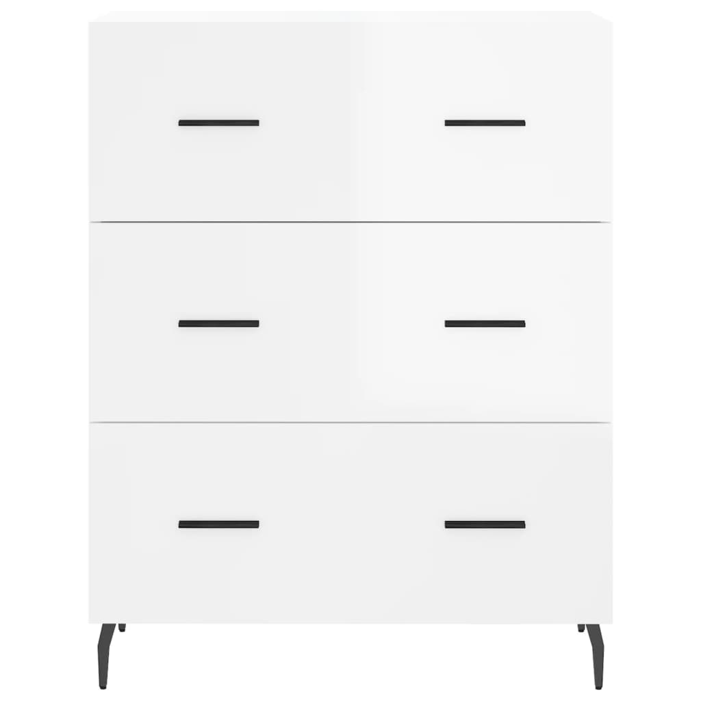 vidaXL Credenza Bianco Lucido 69,5x34x180 cm in Legno Multistrato