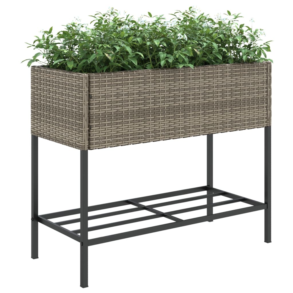 vidaXL Fioriere Giardino con Ripiani 2pz Grigie 90x40x75cm Polyrattan