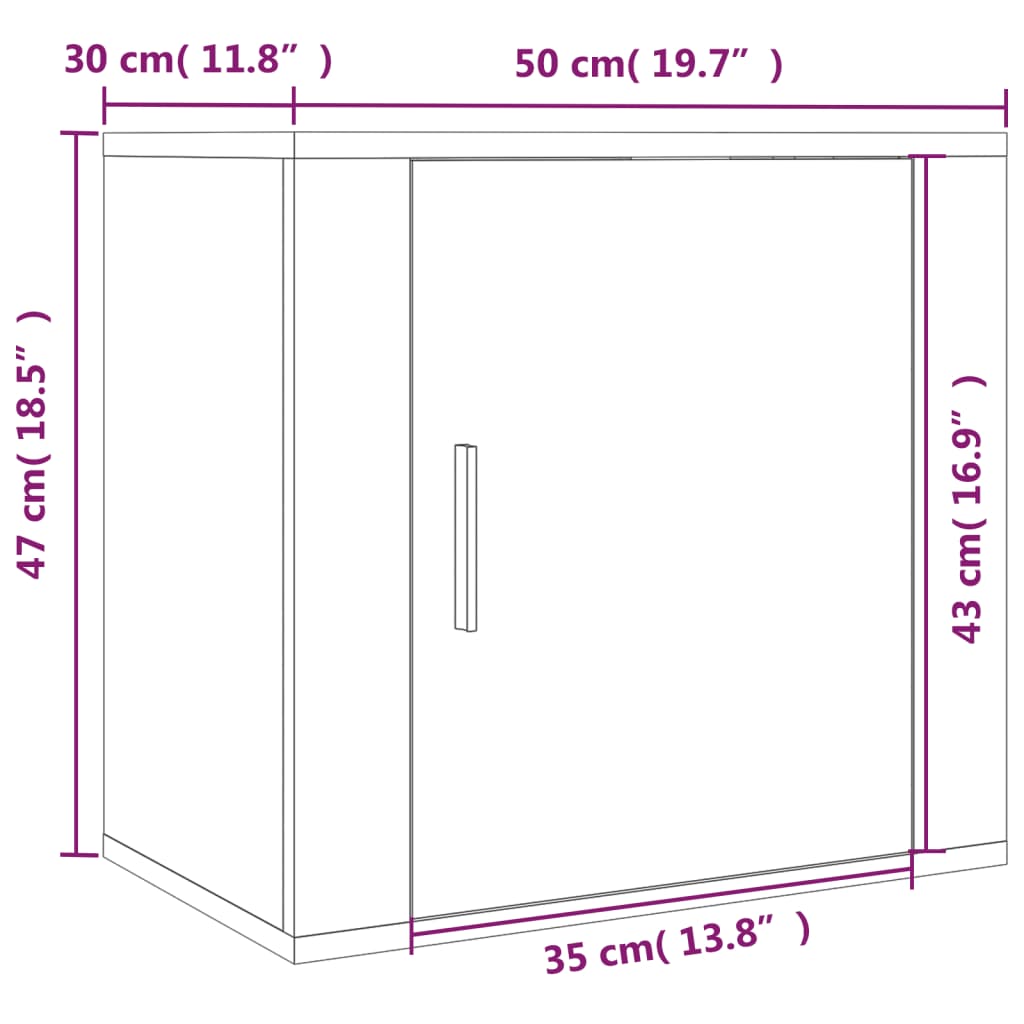 vidaXL Comodini a Muro 2 pz Rovere Marrone 50x30x47 cm