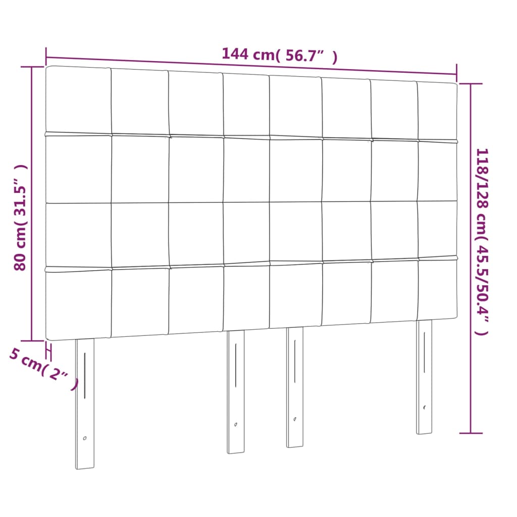 vidaXL Testiera a LED Nera 144x5x118/128 cm in Velluto