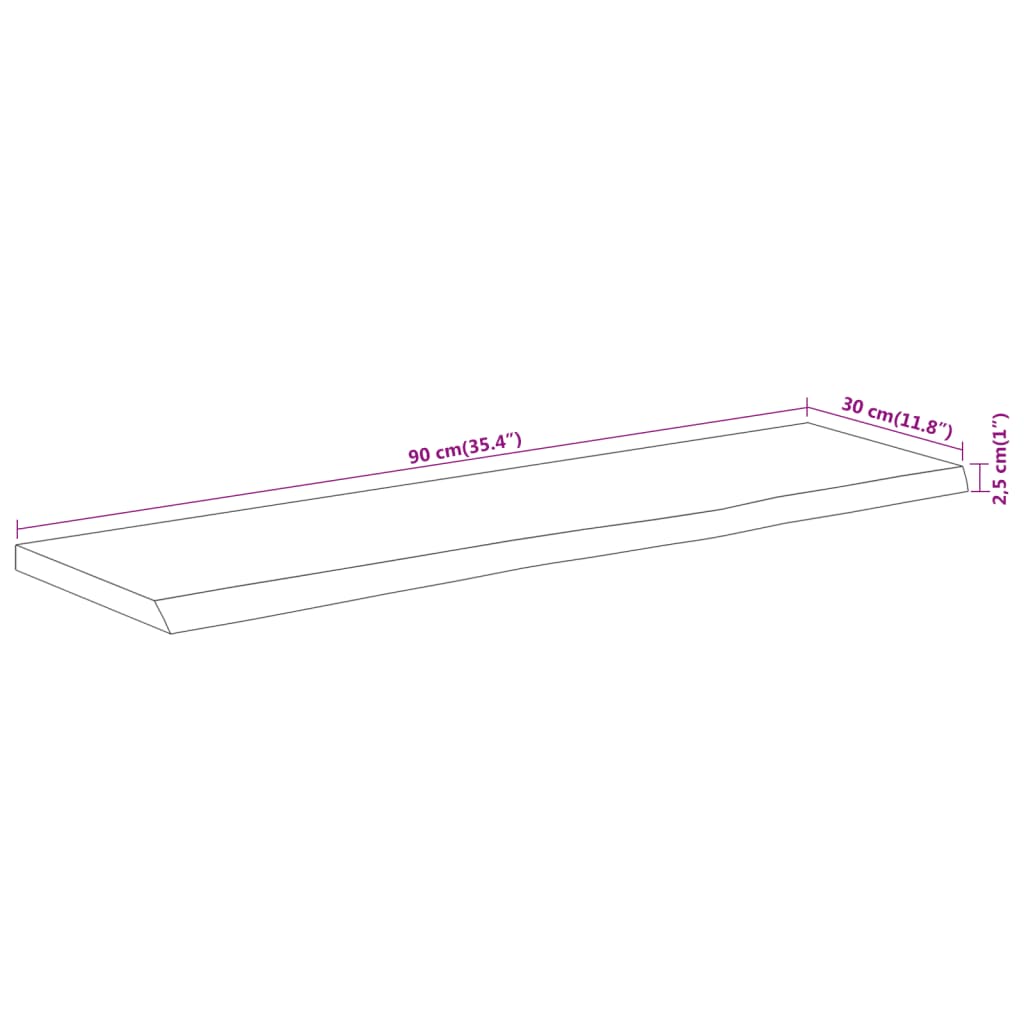 vidaXL Mensola a Muro 90x30x2,5cm Rettangolare Legno Acacia Bordi Vivi