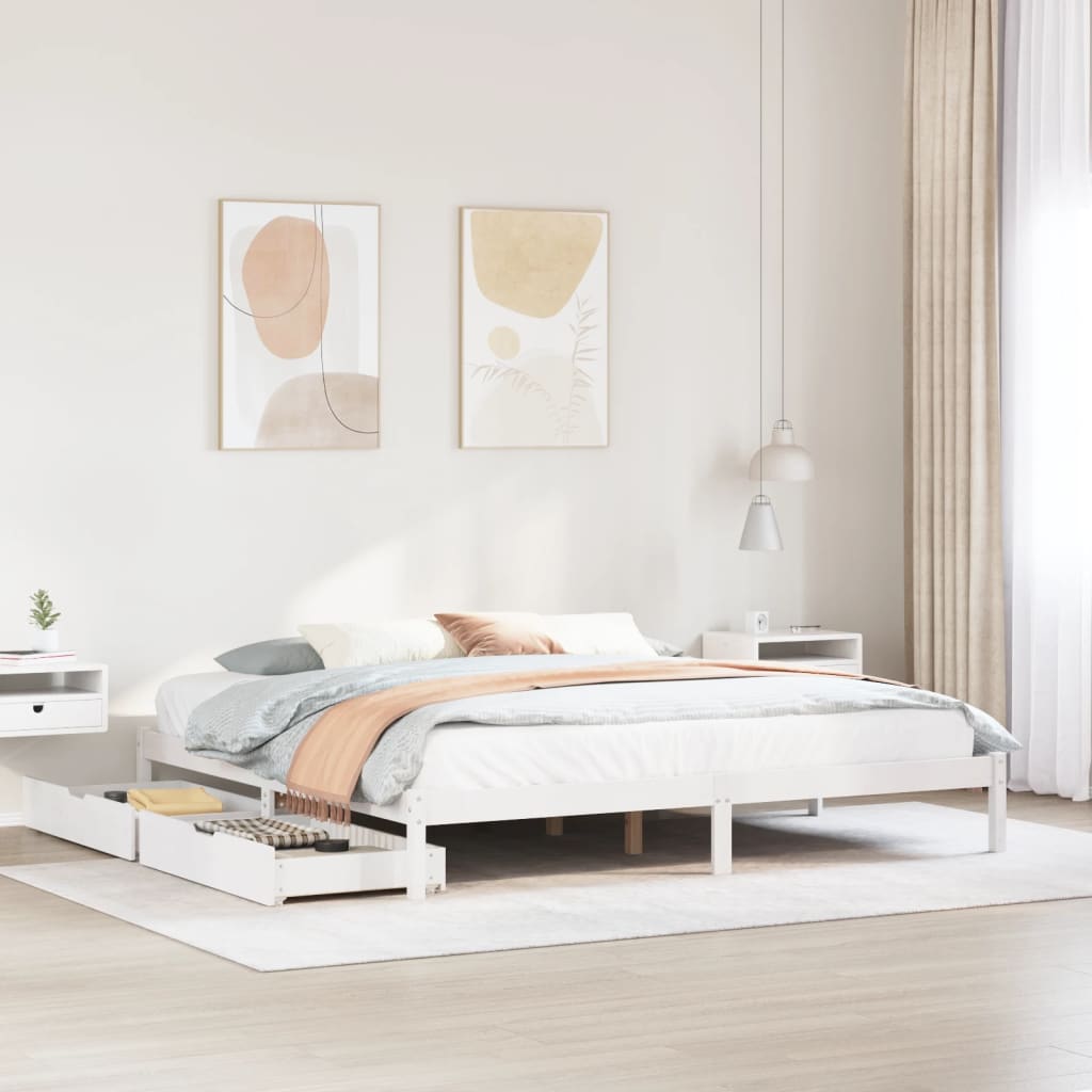 vidaXL Letto senza Materasso Bianco 180x200 cm Legno Massello di Pino