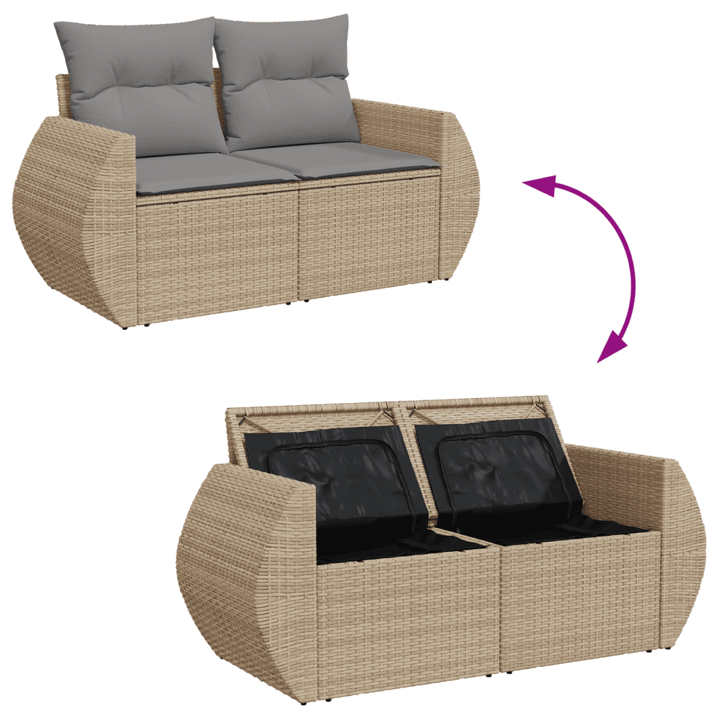 vidaXL Set Divano da Giardino 8 pz con Cuscini Beige in Polyrattan