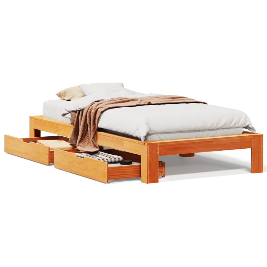 vidaXL Letto senza Materasso Marrone Cera 75x190 cm in Legno di Pino