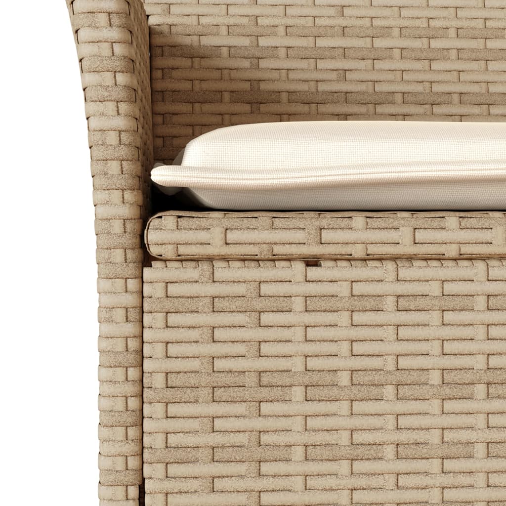 vidaXL Set da Bistrò 3 pz con Cuscini Beige Polyrattan e Vetro