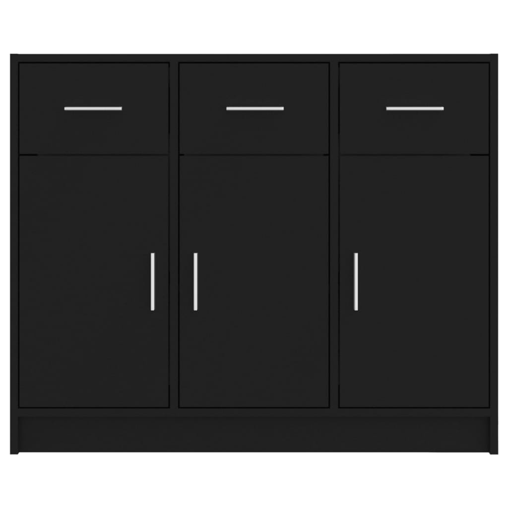 vidaXL Credenza Nera 91x28x75 cm in Legno Multistrato