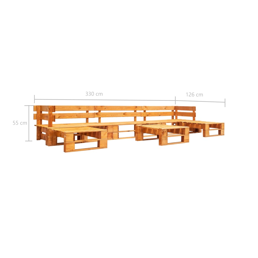 vidaXL Set Divani da Giardino su Pallet 6 pz Marrone ambra in Legno