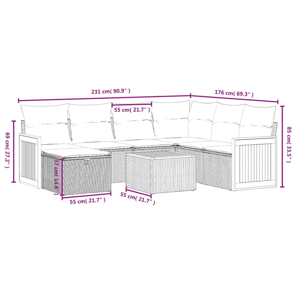 vidaXL Set Divano da Giardino 8 pz con Cuscini Beige Misto Polyrattan